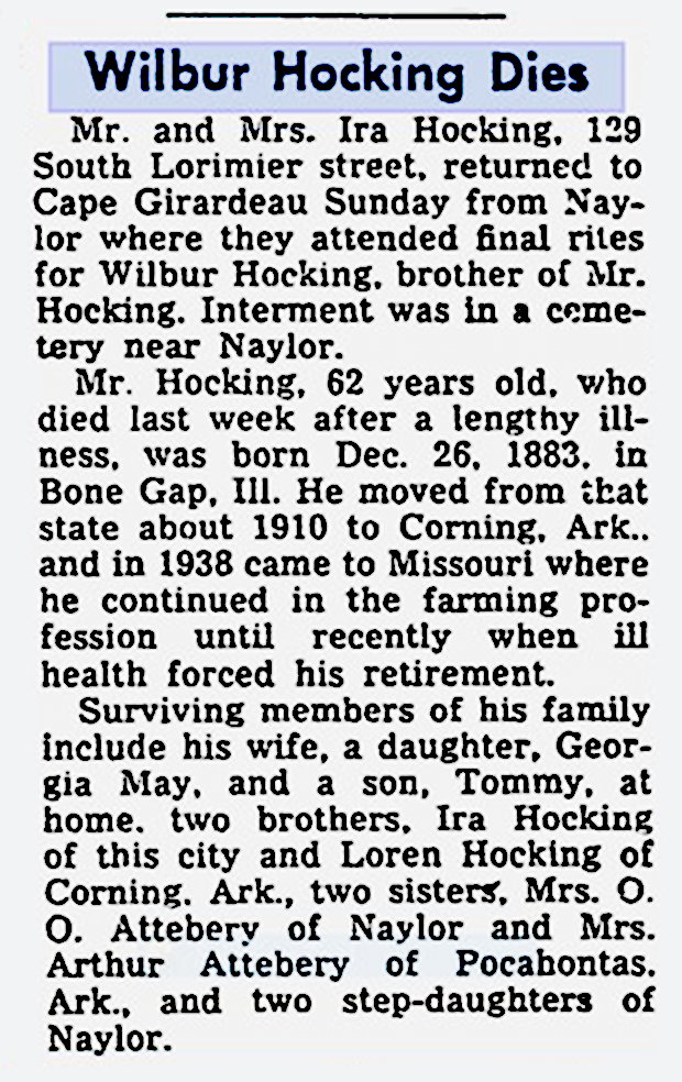 Wilbur Hocking Obituary