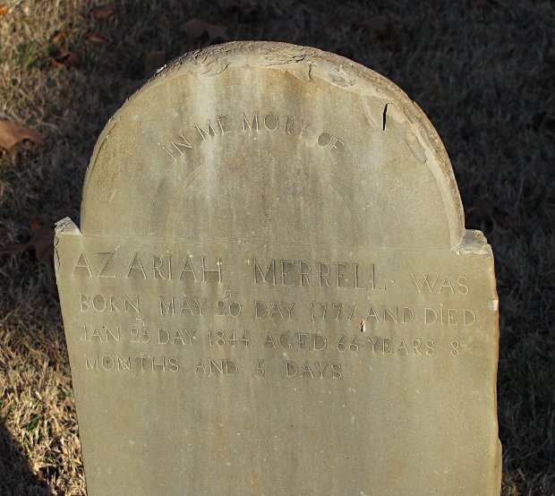 Azariah Merrell grave stone